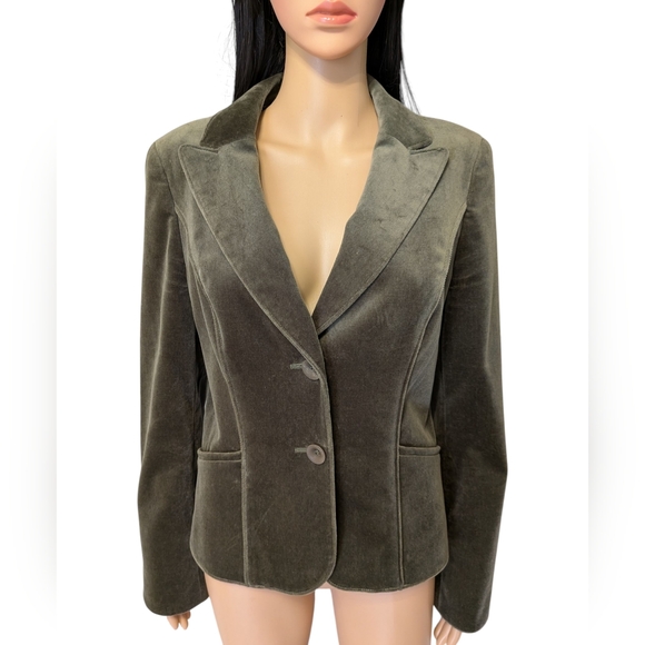 Classiques Entier Jackets & Blazers - Classiques Entier Olive Green Crushed Velvet Jacket Medium